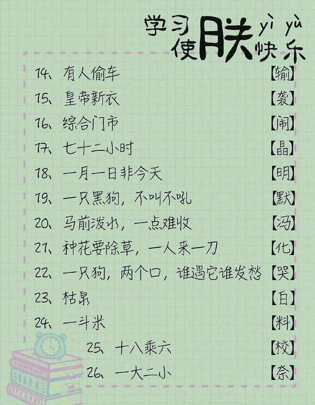 猜字谜大全儿童7到10岁,100个经典的猜字谜快来尝试哦