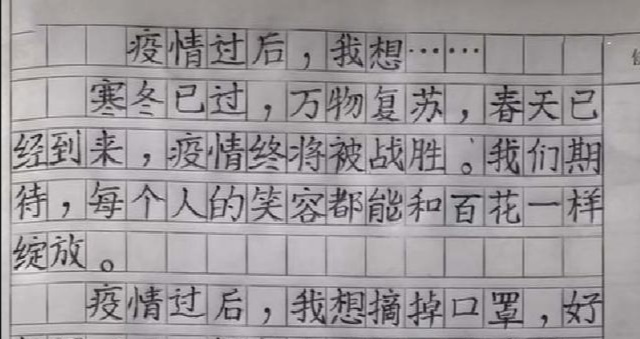 小学生满分作文字迹堪比印刷体,小学生满分作文原图