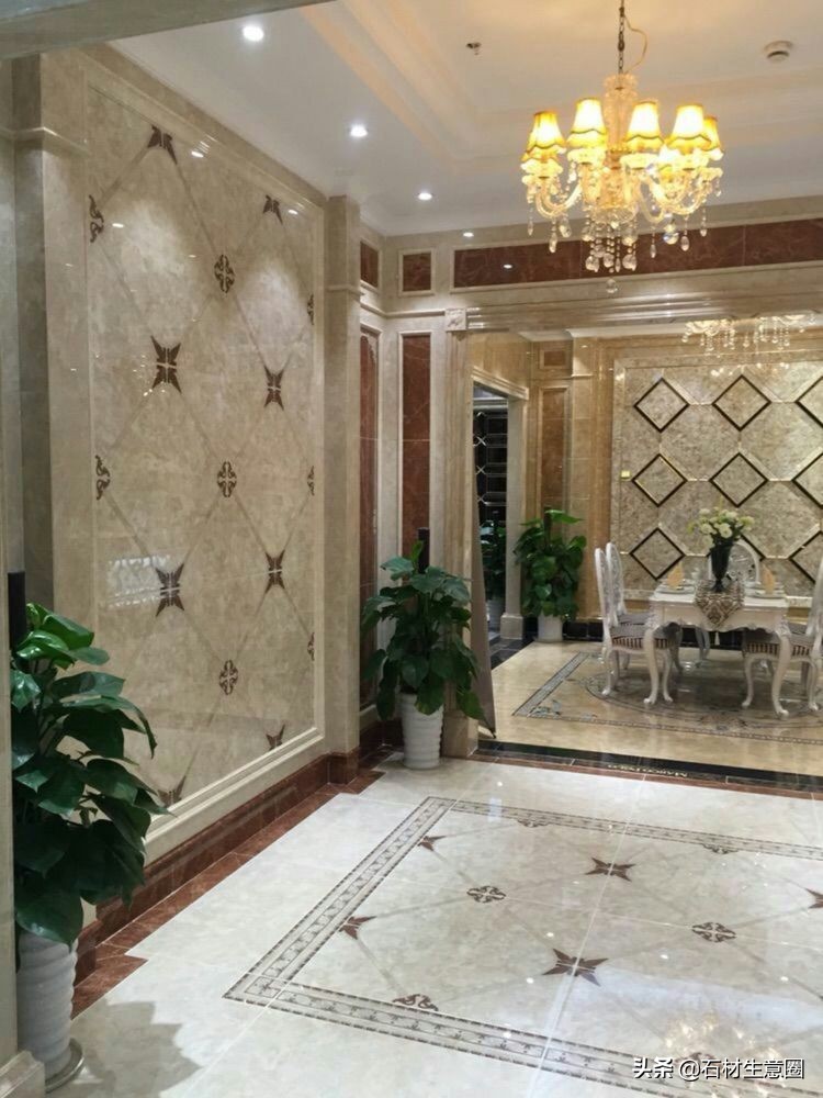 大理石地面水刀拼花效果图,100多平方水刀拼花图片