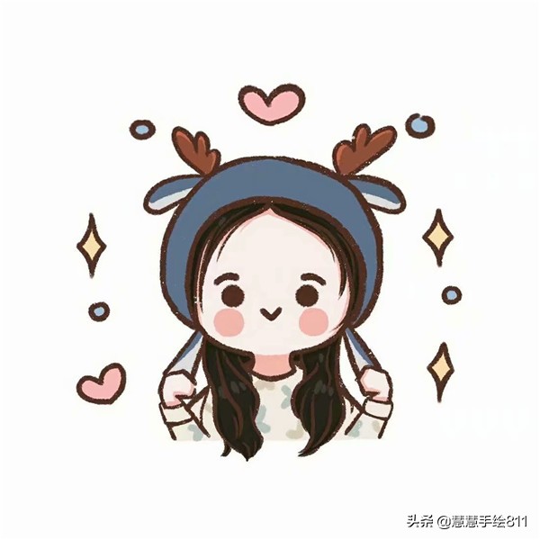 蜡笔娃娃手绘头像可爱,卡通女生头像小清新可爱简单手绘