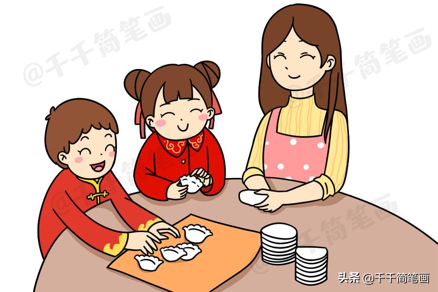 鼠年新年主题简笔画大全,鼠年元旦简笔画带颜色