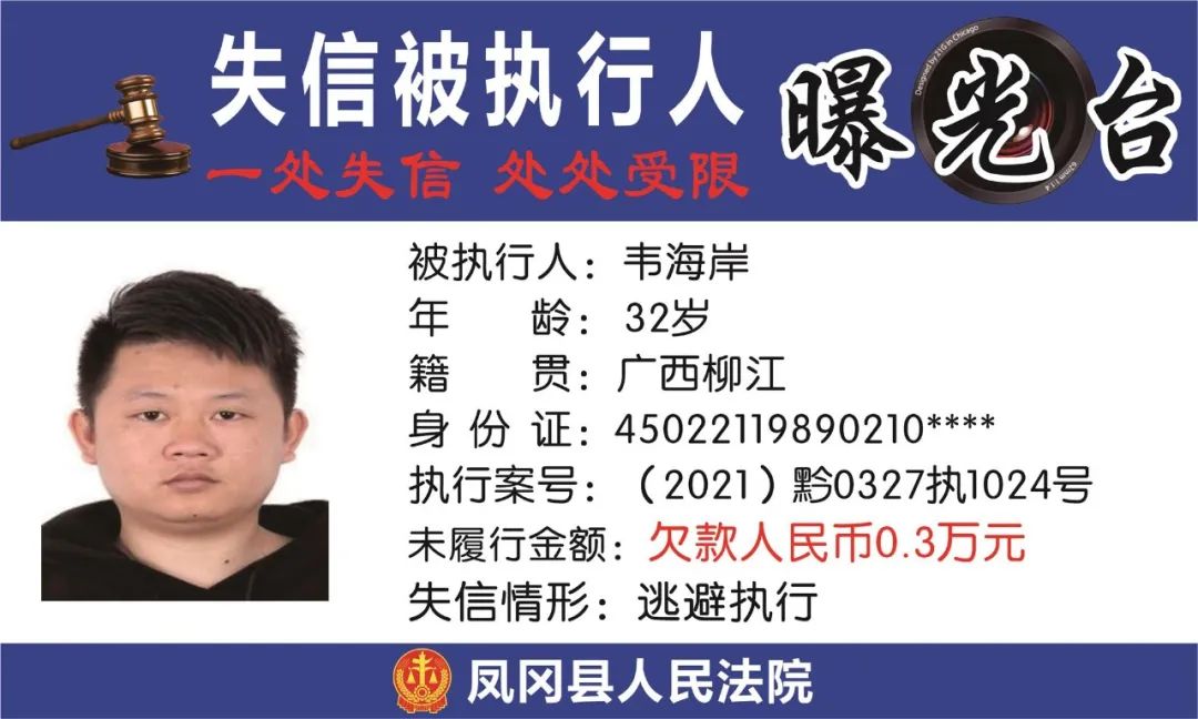 遵义凤冈失信被执行人名单,凤冈县失信被执行人曝光台