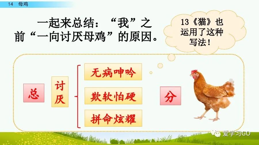 四年级下册语文母鸡课文重点讲解,四年级下册语文14课母鸡重点知识