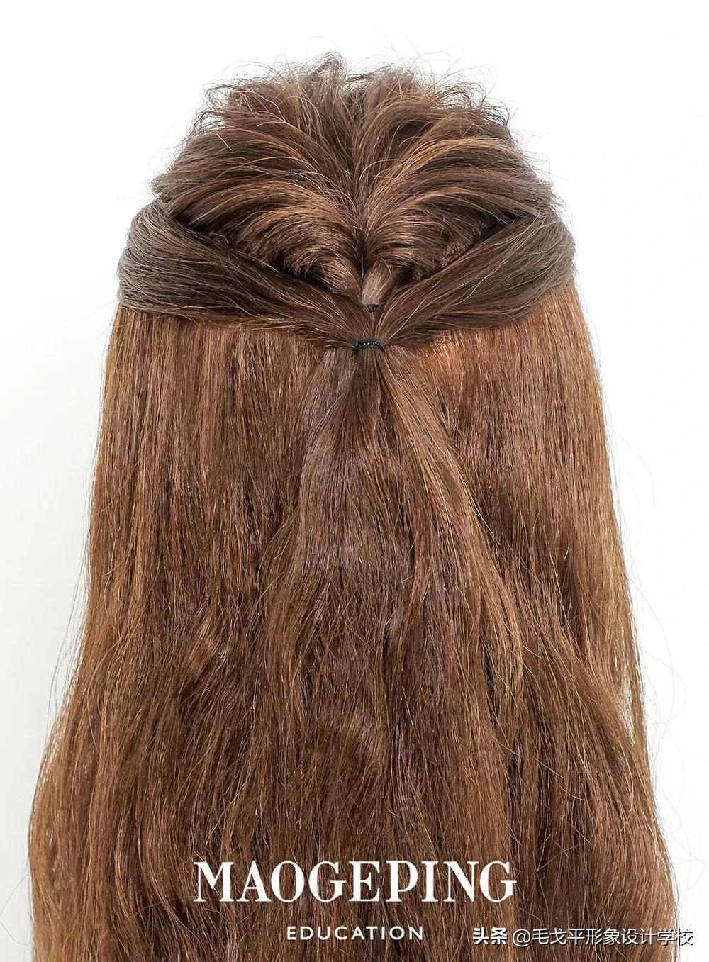 喜婆婆盘发气质优雅,中长发盘发教程简单别致显气质