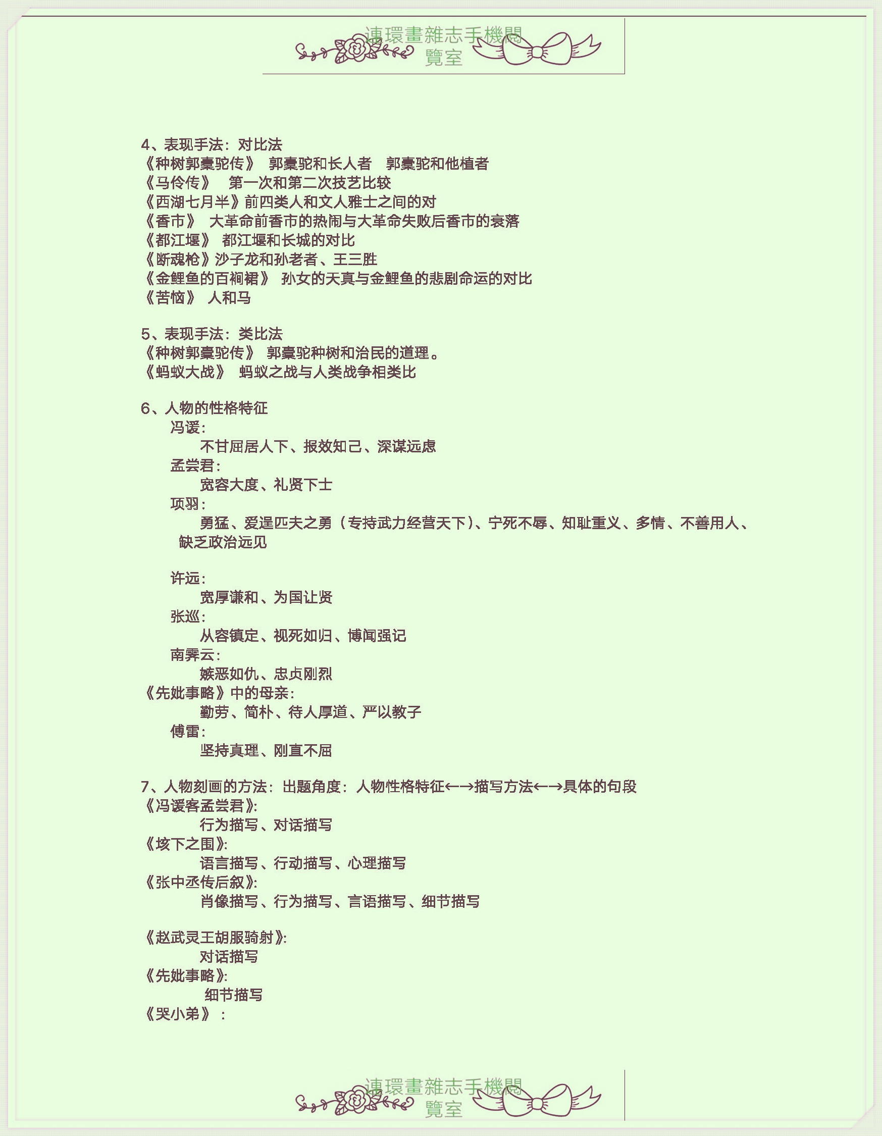 自考.大学语文.各篇要点