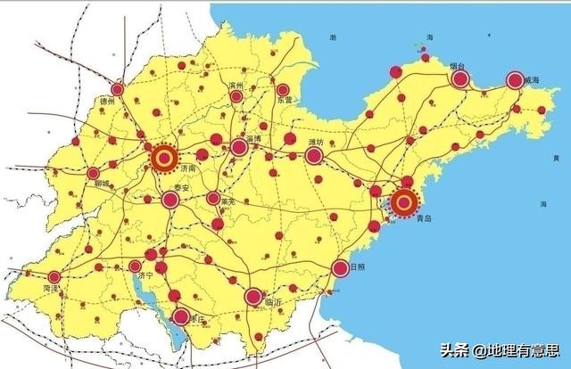 地理优势最好的省份,山东和江苏各个地方对比