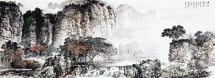 昌林水墨荷花国画,杨昌林山水画