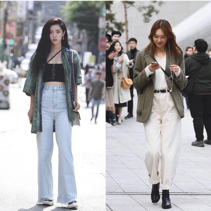 韩国美女明星春季街拍穿搭,一位韩国大妈的街拍穿搭简单
