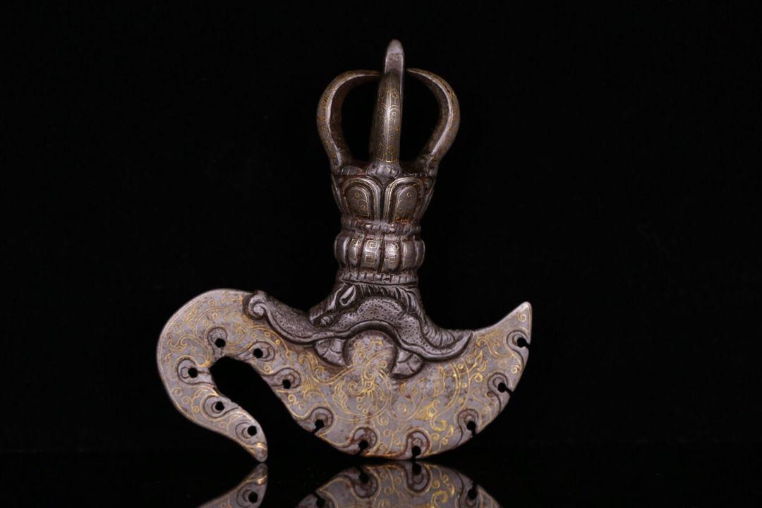 18世纪铜鎏金金刚杵,金刚橛钺刀