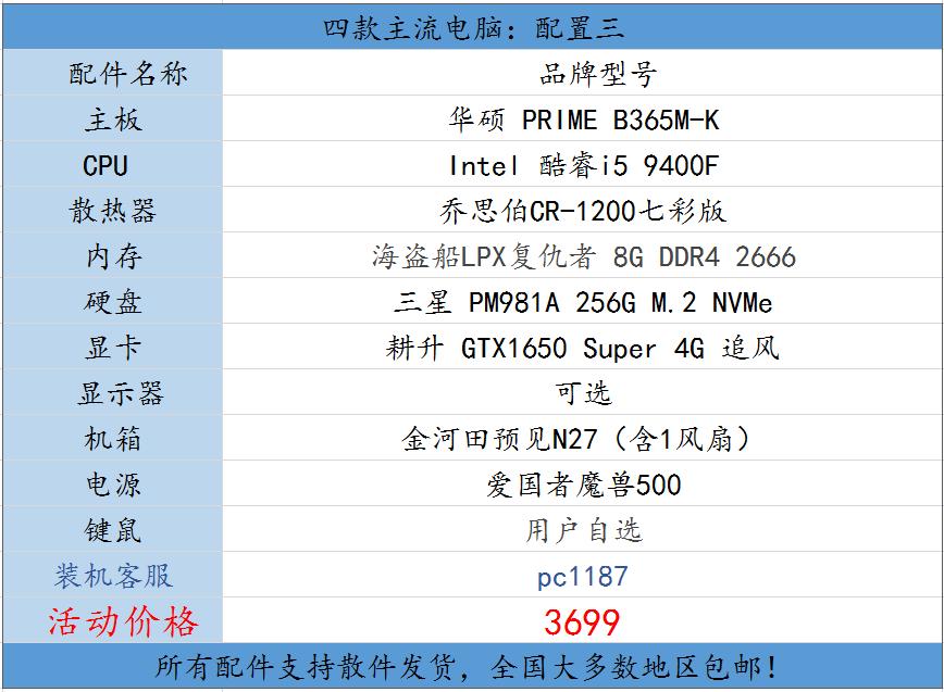 2020年3000元游戏机主机配置,2020年4月3300元电脑配置推荐