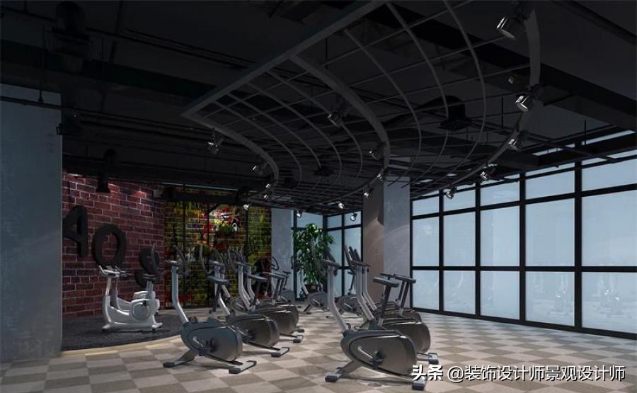 公司健身房设计效果图,书房健身房二合一设计效果图