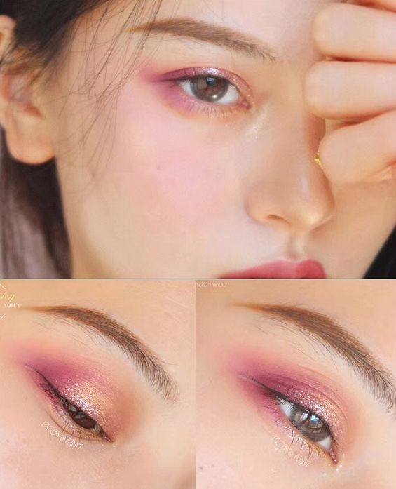 四色仙气紫色眼影盘,novo液体眼影试色好闪亮仙气十足