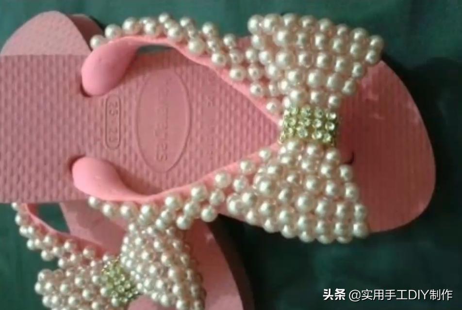 复古人字凉鞋串珠,手工串珠编织拖鞋