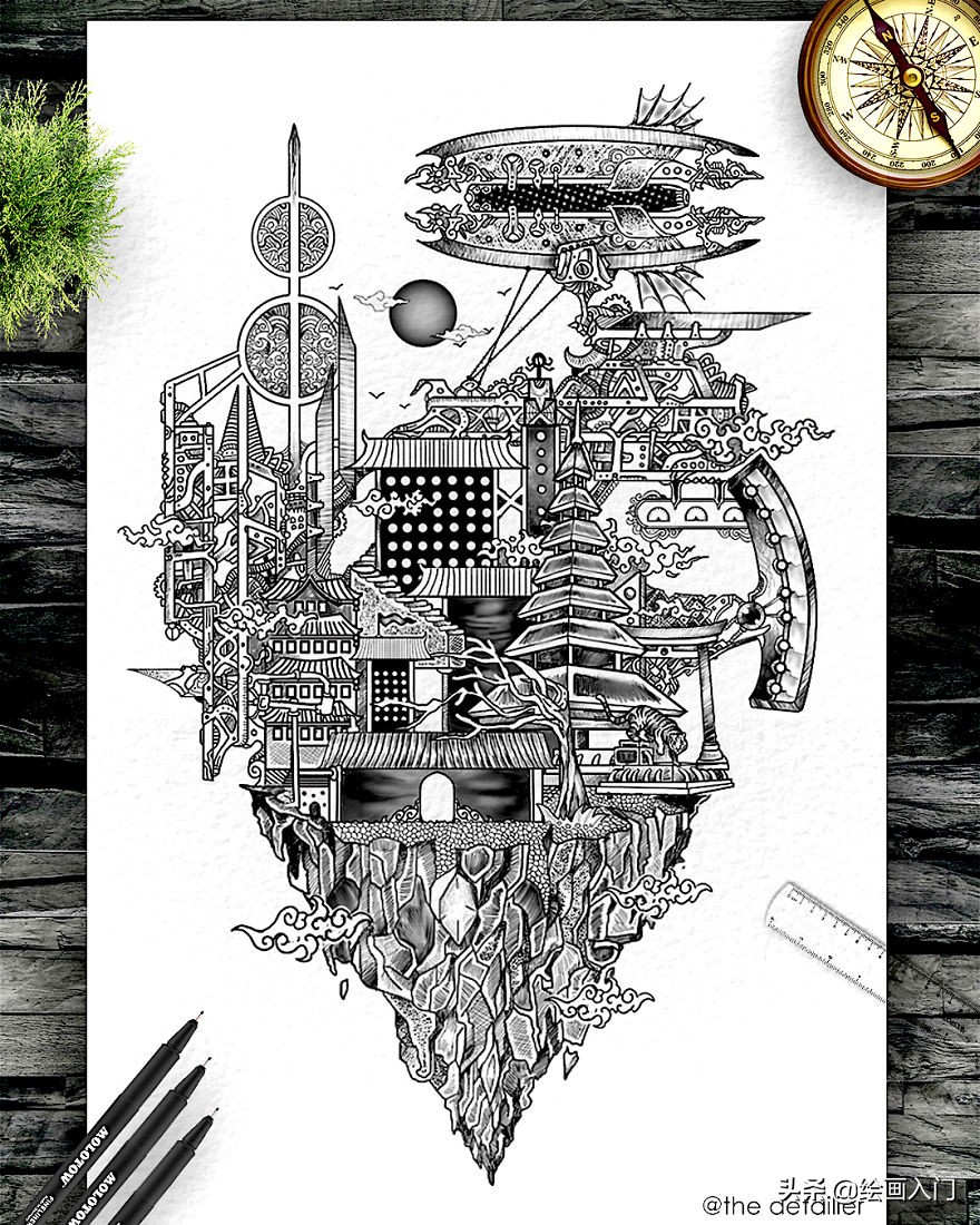 黑白创意手绘插画花素材,黑白创意艺术插画图片