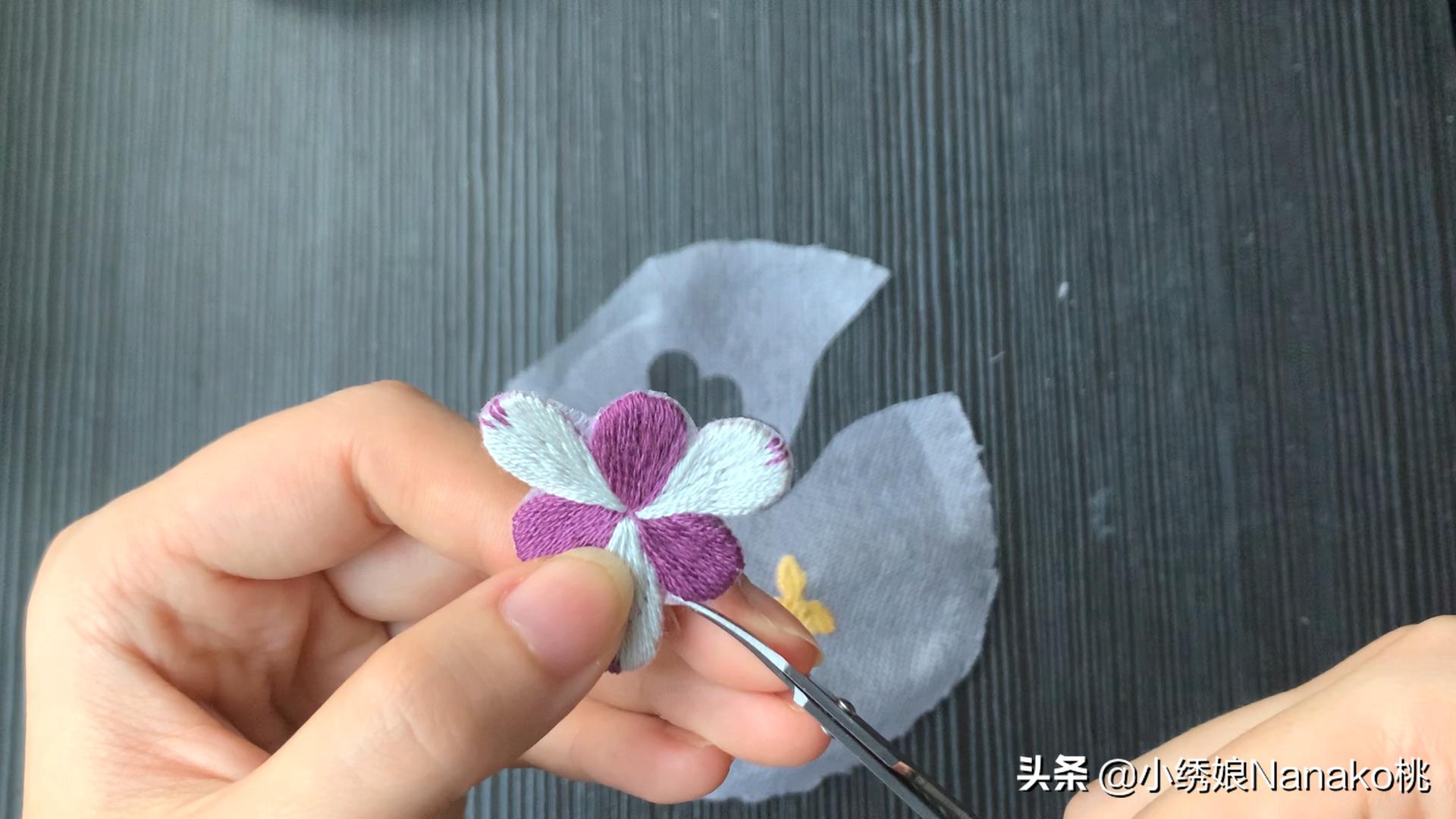 刺绣兰花发饰制作,手工刺绣发饰