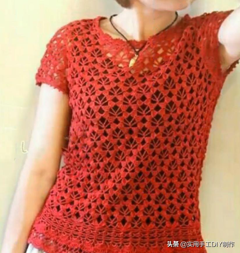 钩针蕾丝背心,针织背心手织花形图案