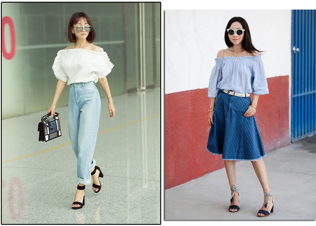 夏日穿搭两件套微胖,夏天穿的一字肩套装