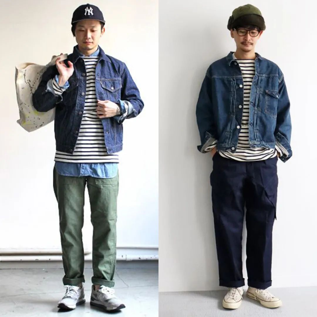 上衣宽松文艺款男装搭配,潮流竖条纹外套男装搭配