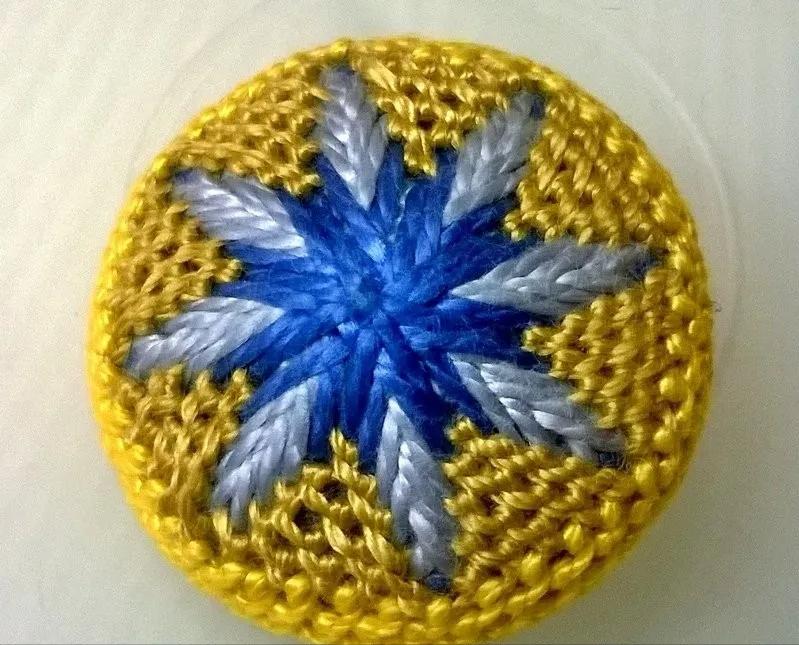 一个圆周边加一点装饰,用彩线做简单的小装饰