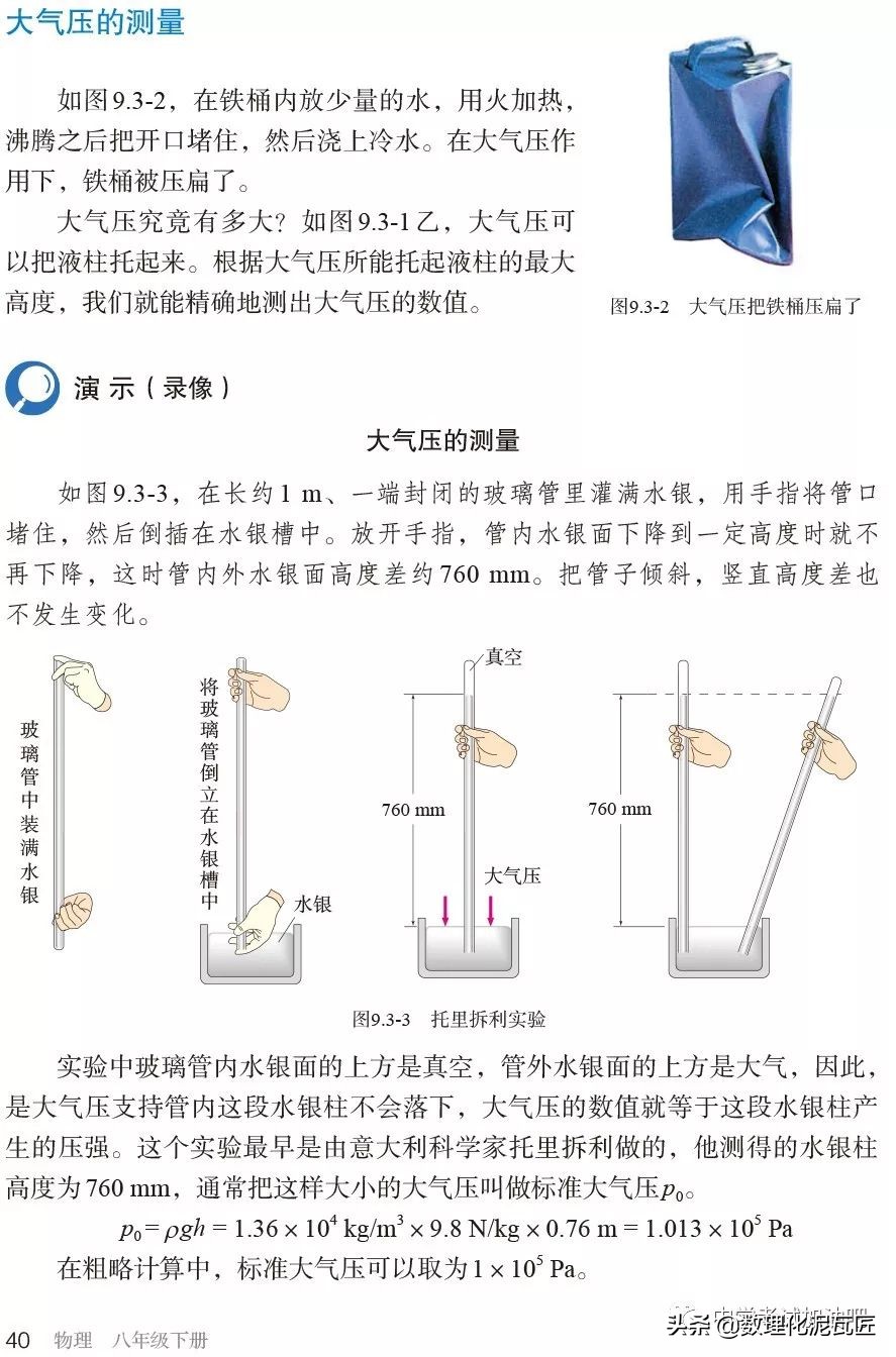 寒假八年级物理预习教辅,人教版八年级下册物理预习笔记