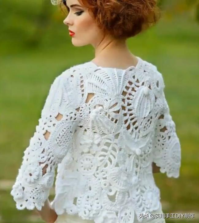 云帛蕾丝圆领披肩钩针图解,蕾丝棒针花样图解