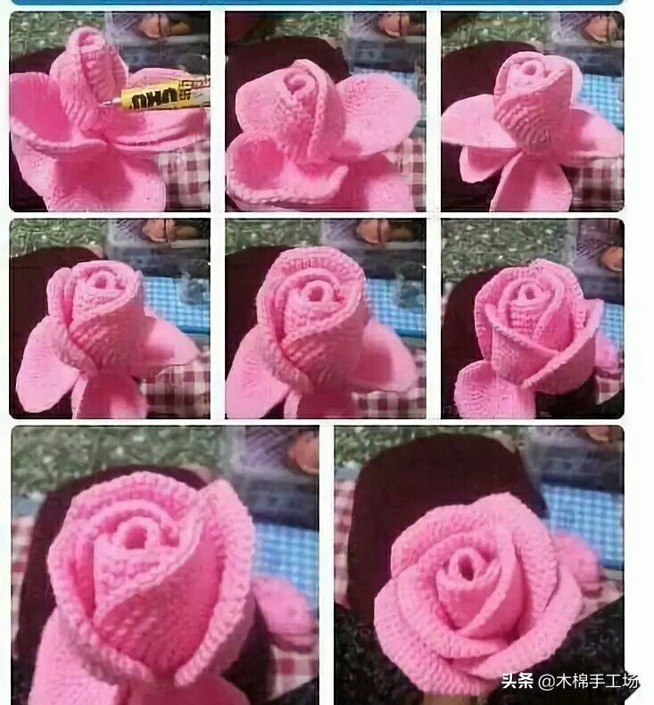 七种玫瑰花的钩编步骤,浪漫永不凋零的玫瑰花折纸