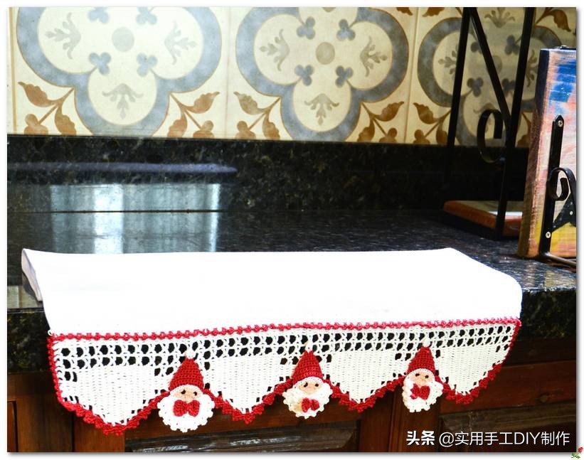 圣诞花环钩针图解,钩针编织圣诞帽贴花