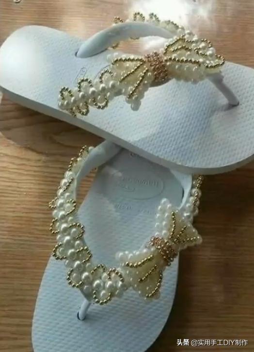 复古人字凉鞋串珠,手工串珠编织拖鞋