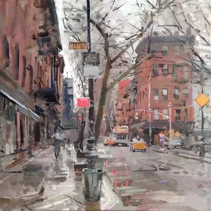 欧洲油画秋日街景,peterbrown油画从哪里买