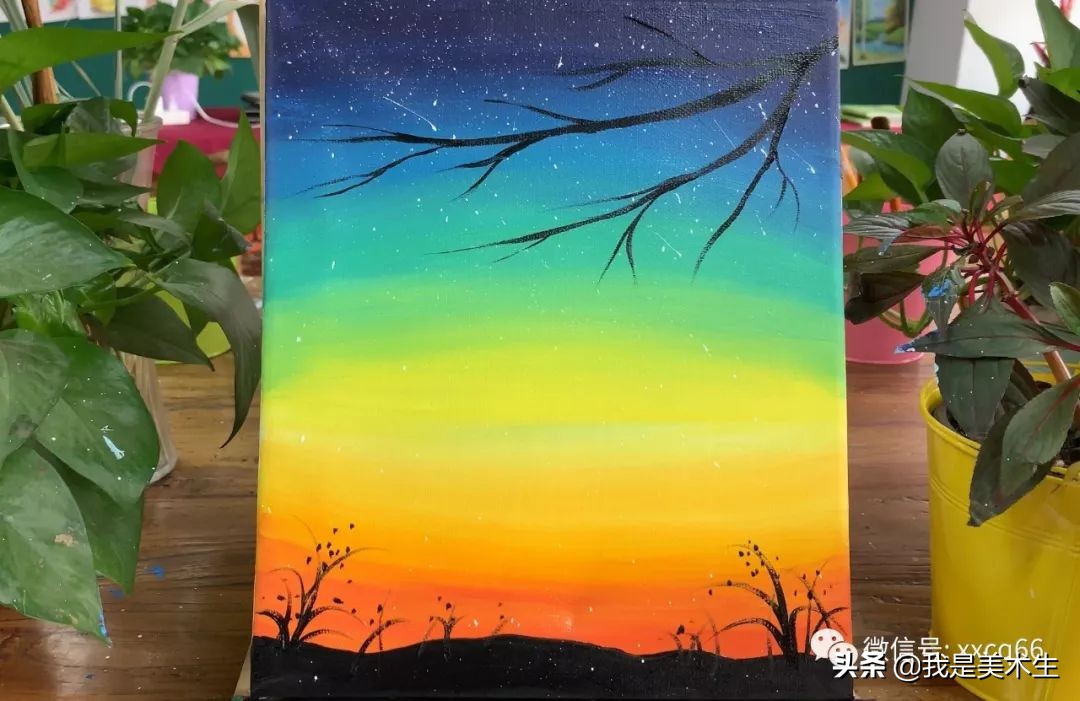 用油画棒画风景油画教程简单儿童,儿童油画瀑布的画法教程