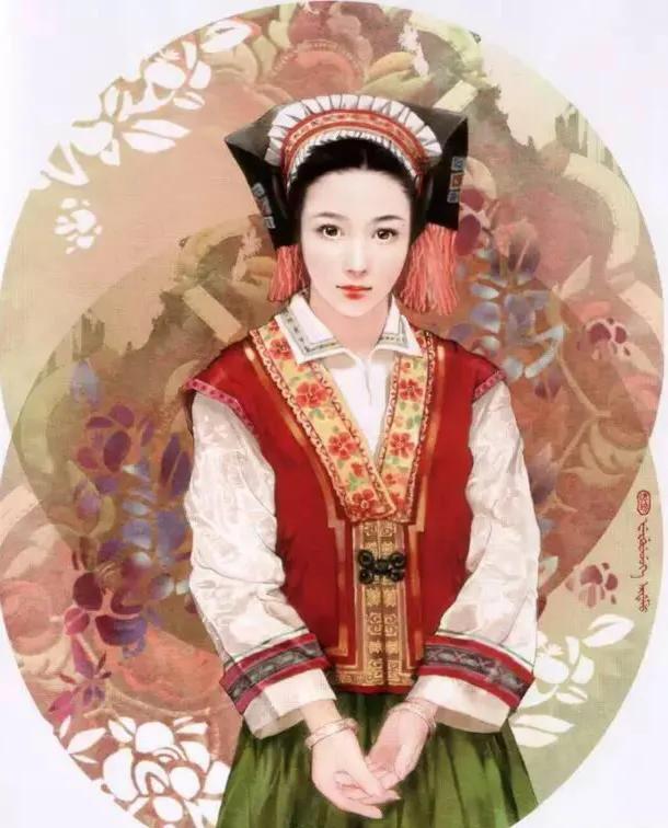 五十六个民族五十六枝花画,五十六个民族人物画高难度