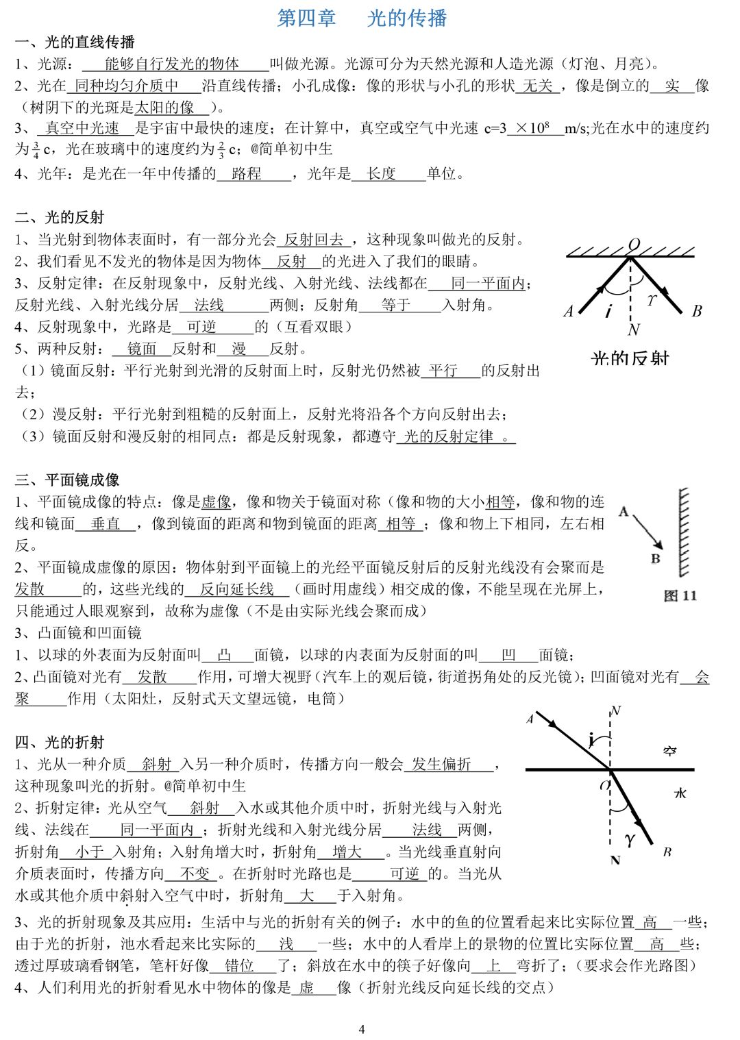 物理必考中考知识点,八年级物理知识点归纳可打印