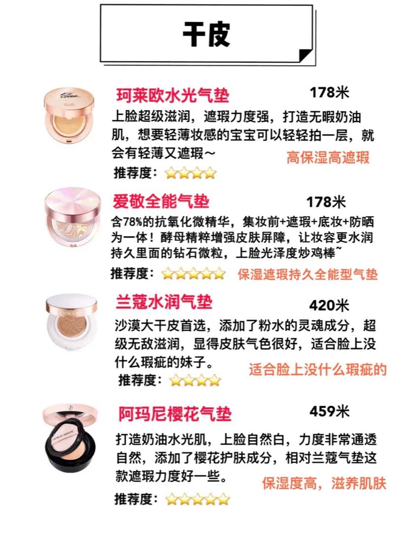 如何选择一款适合自己的气垫,十大热门气垫