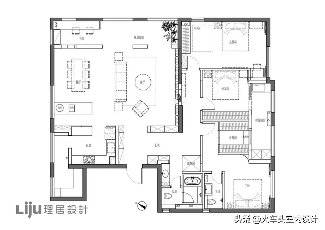 155㎡圆弧空间，三代同堂的无代沟共处