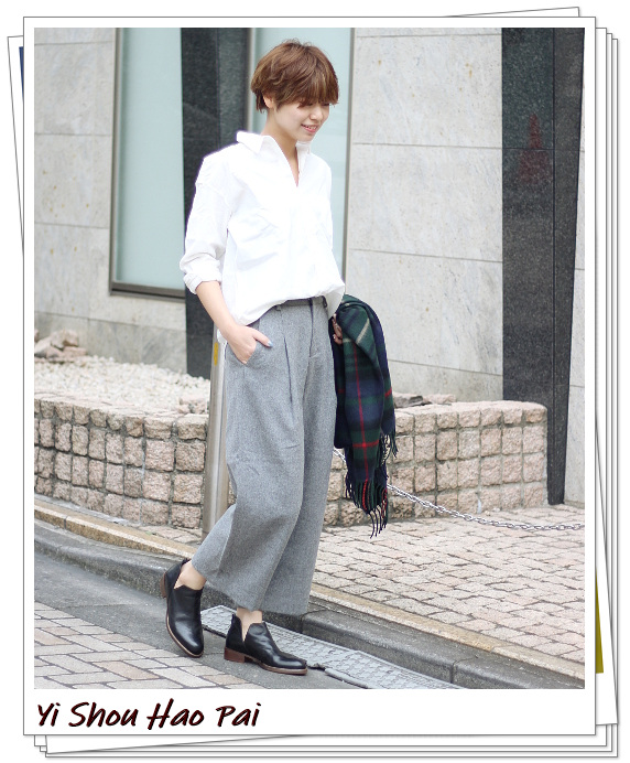 到脚踝的阔腿裤子搭配什么鞋子,米白九分阔腿裤如何搭配上衣