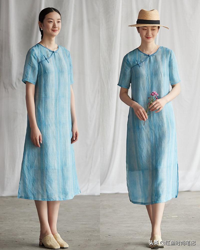 生活复杂才要穿得简单，这10套宽松舒服的棉麻风裙子，显气质