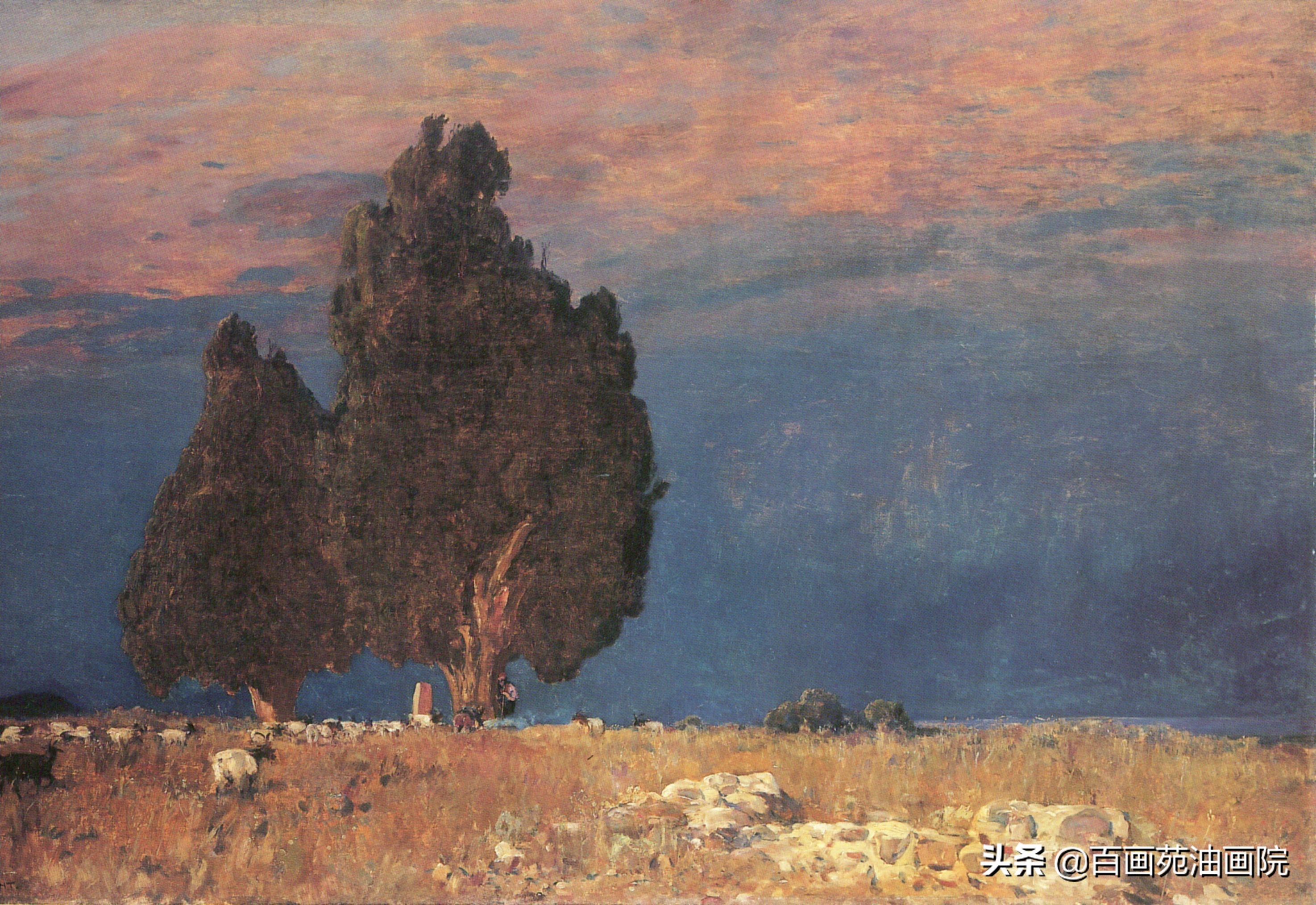 金字塔形构图油画,油画风景构图