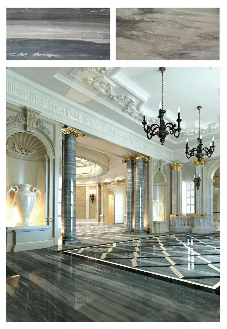 轻奢新中式大理石效果图,钻石型大理石装修效果图