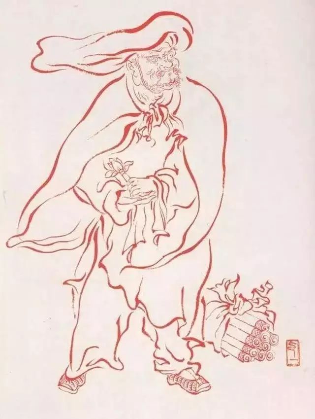 弘一法师的蓝底描金十八罗汉作品,弘一大师100万罗汉图写意