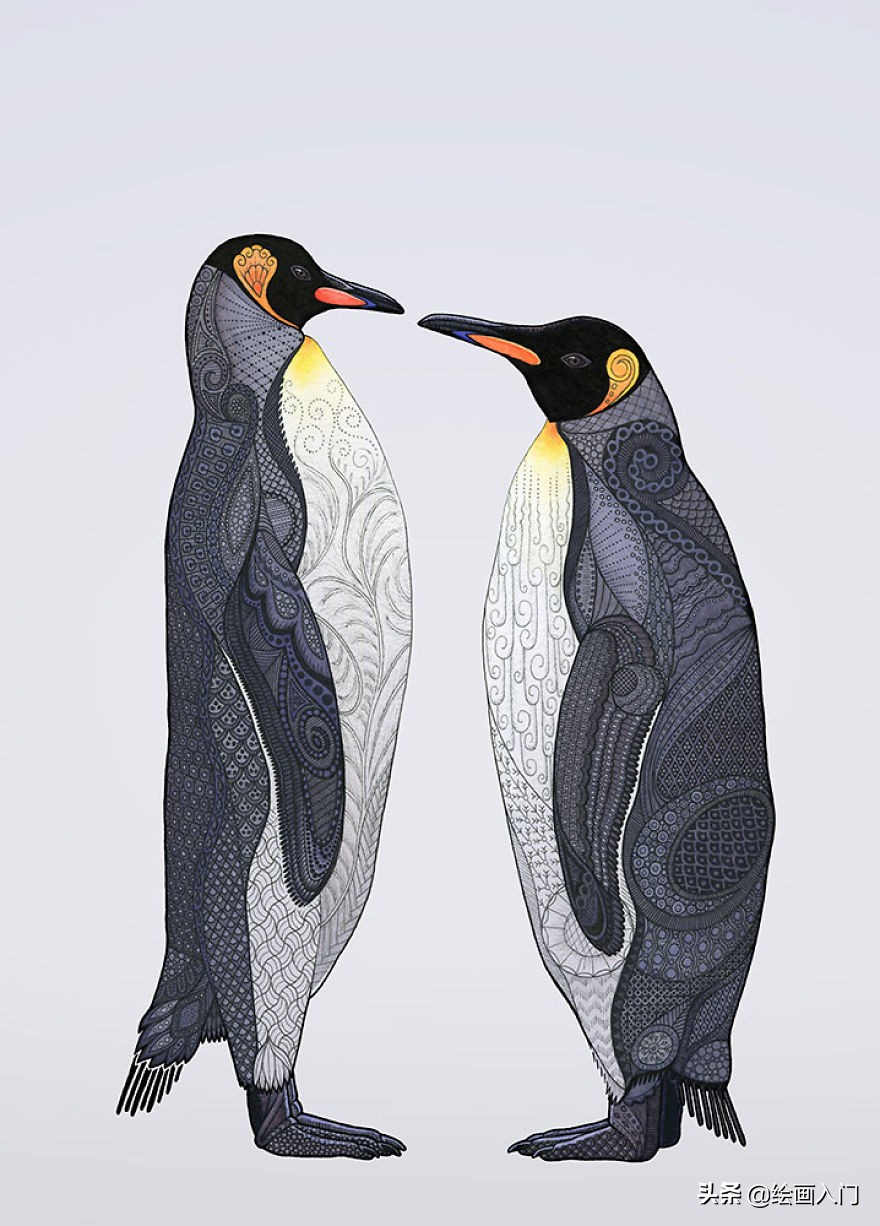 水彩画插画小图案动物,复古气息的几何图形插画