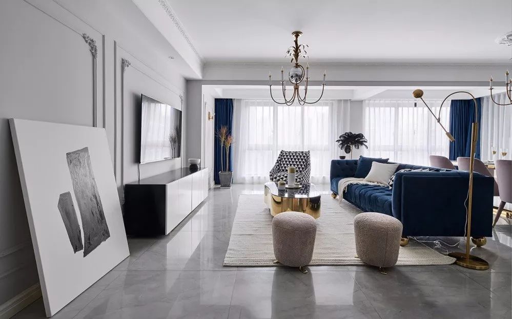 客厅地砖颜色怎么选现代简约款,冠珠摩卡灰地砖客厅效果图