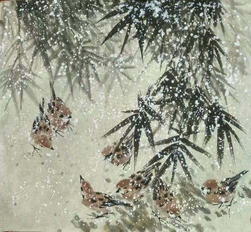 中国风山水画中的雪景,中国画雪景山水画