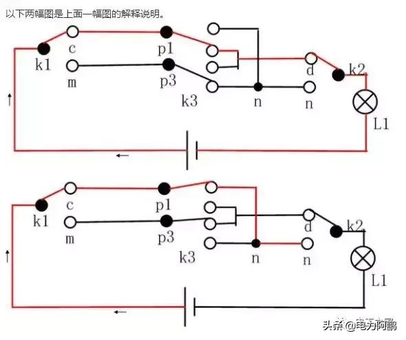 双控三控开关实物布局图,三开双控做单控使用如何接线