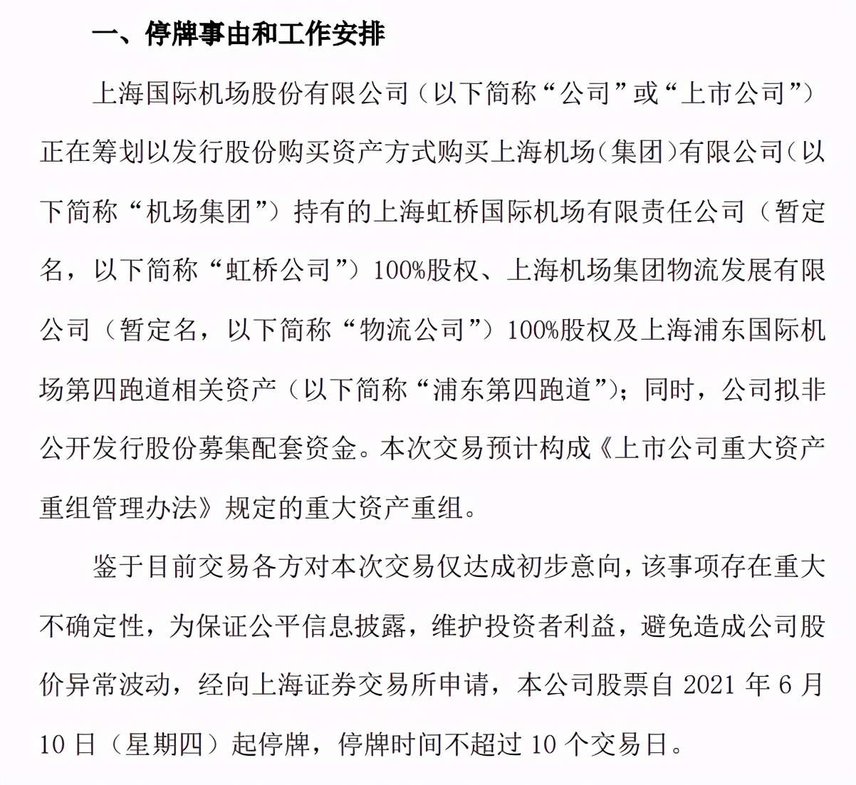 上海机场停牌重组,上海机场复牌后的走势