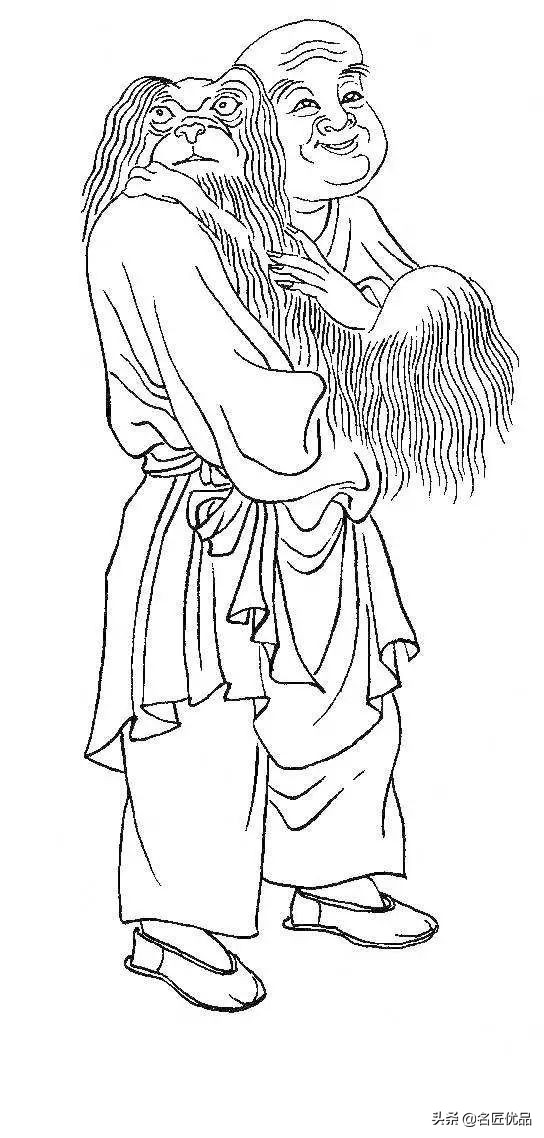 降龙罗汉白描图高清图片,十八罗汉白描图高清图片