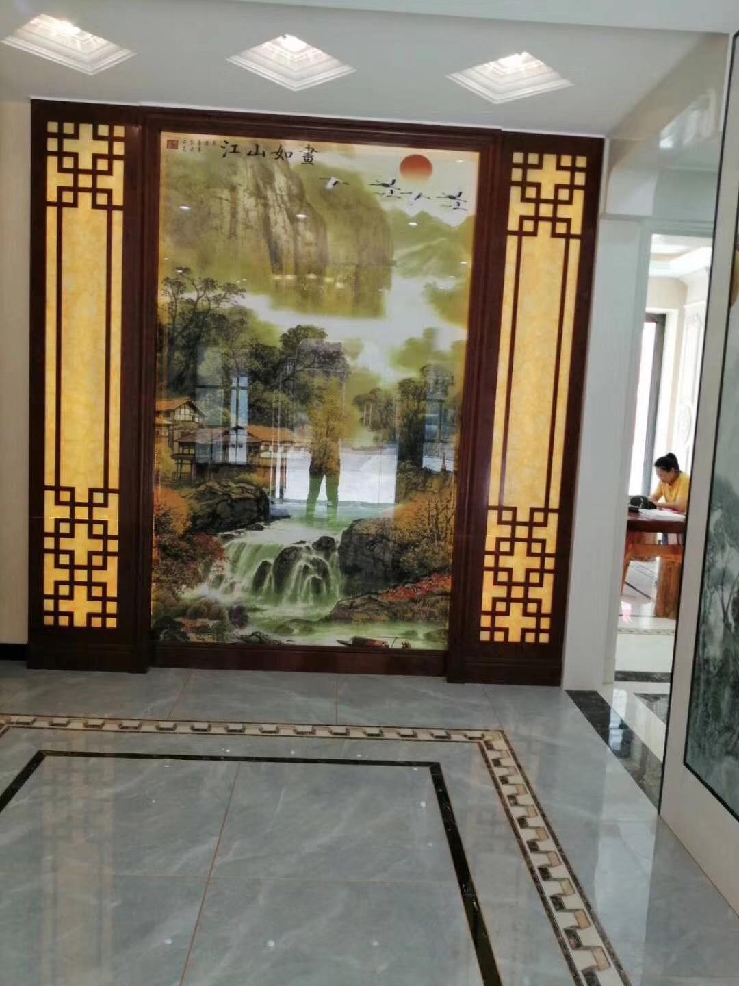 玄关墙瓷砖拼花图案,玄关背景墙大理石瓷砖效果图