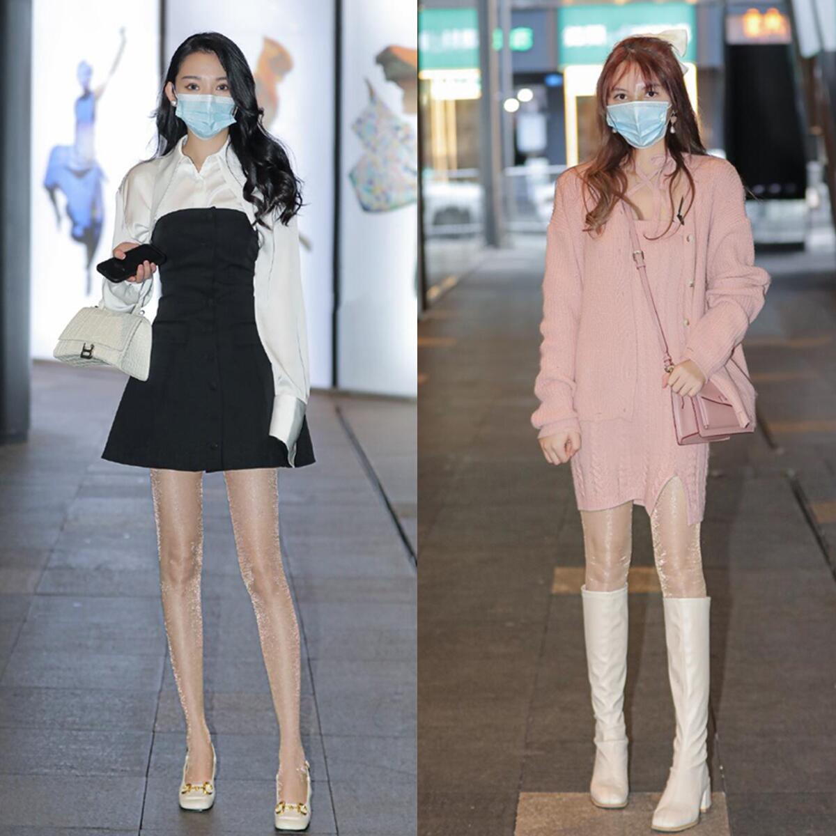 蕾丝长筒袜怎么穿教程,春天穿袜子的小技巧