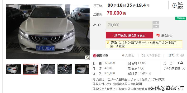 「第一次拍卖」贵FEB028吉利美日牌小型轿车