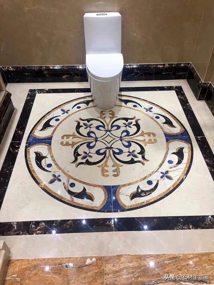 大理石地面水刀拼花效果图,100多平方水刀拼花图片