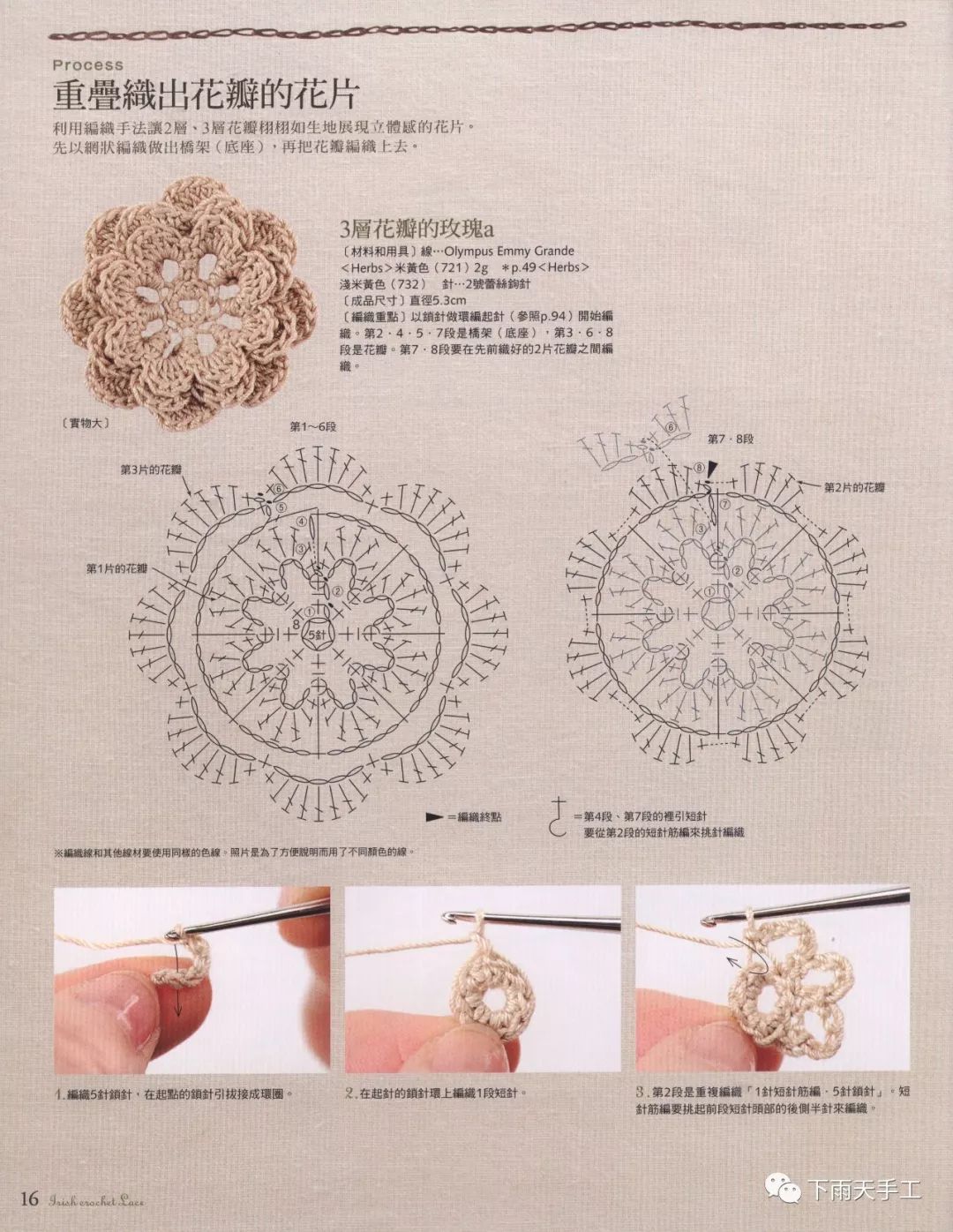 爱尔兰风拼花包包，漂亮的钩针手提包，详细花样图